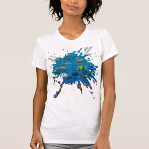 Camiseta Arte feita à mão - profundezas do oceano 