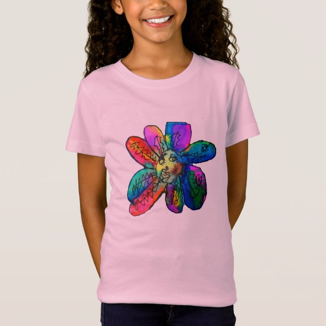 Camiseta Arte feliz do Rainbow flower (Frente)