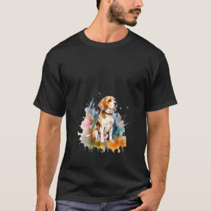 Camiseta Arte Feminina BeagleBrush Pintado à Mão Aquarela