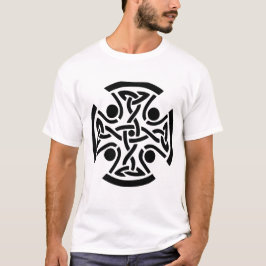 Camiseta Arte Fina de Cruz Celta Antiga com Entrelaçamento