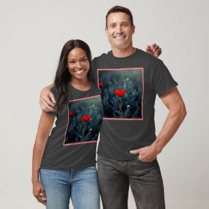 Camiseta Arte Flor Vermelha Noite Escura Solidão