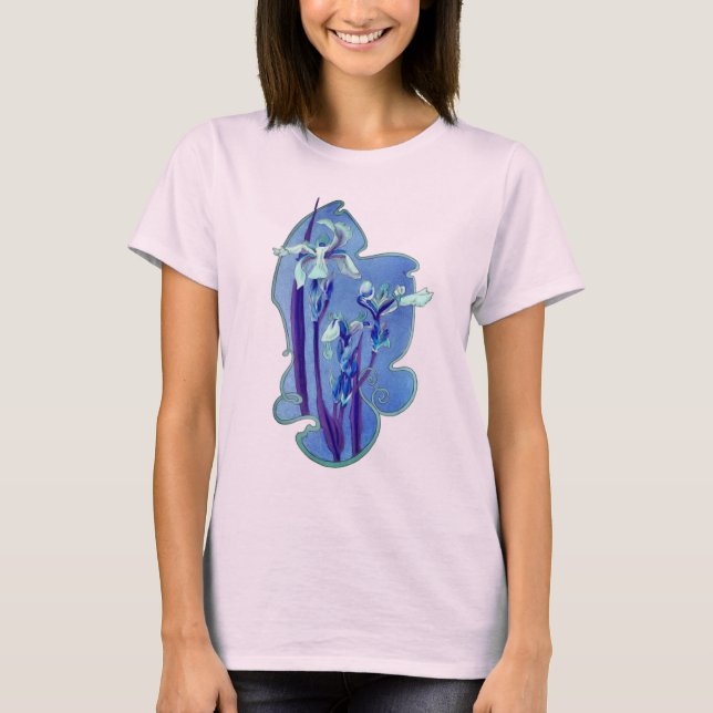 Camiseta Arte Floral Blue Irises (Frente)