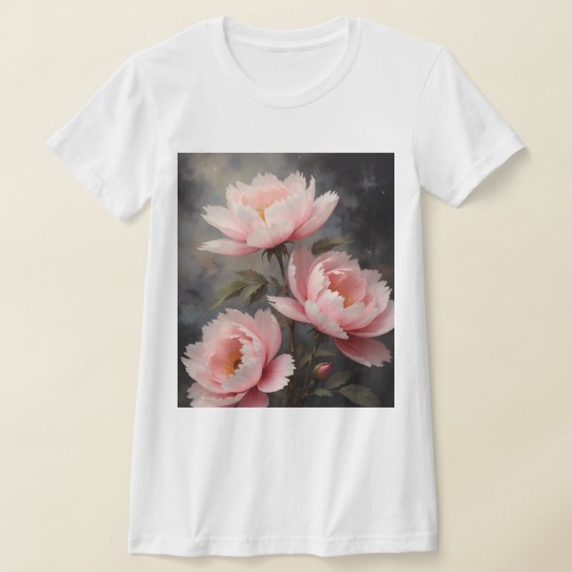 Camiseta Arte Floral de Peônia (Postura )