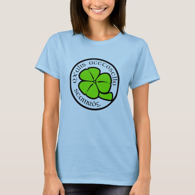 Camiseta Arte Floral do Dia de São Patrício em Shamrock Ver (Frente)