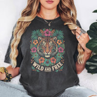 Arte Floral do Tigre Tropical Selvagem e Livre