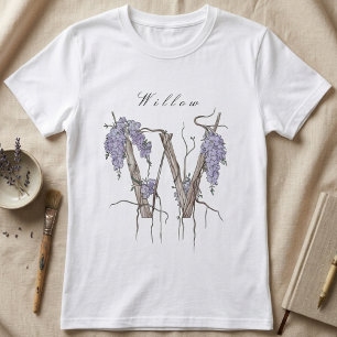 Camiseta Arte Floral Elegante de Wisteria de Salgueiro com