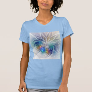 Camiseta Arte Floral Fractal, Flor Abstracta Colorida