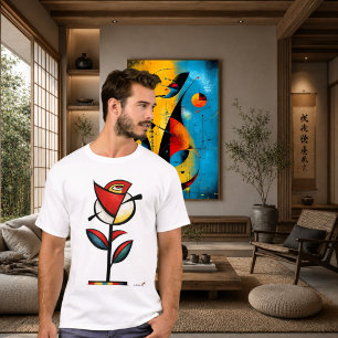 Camiseta Arte Floral Moderna Rosa Expressionista Abstrata