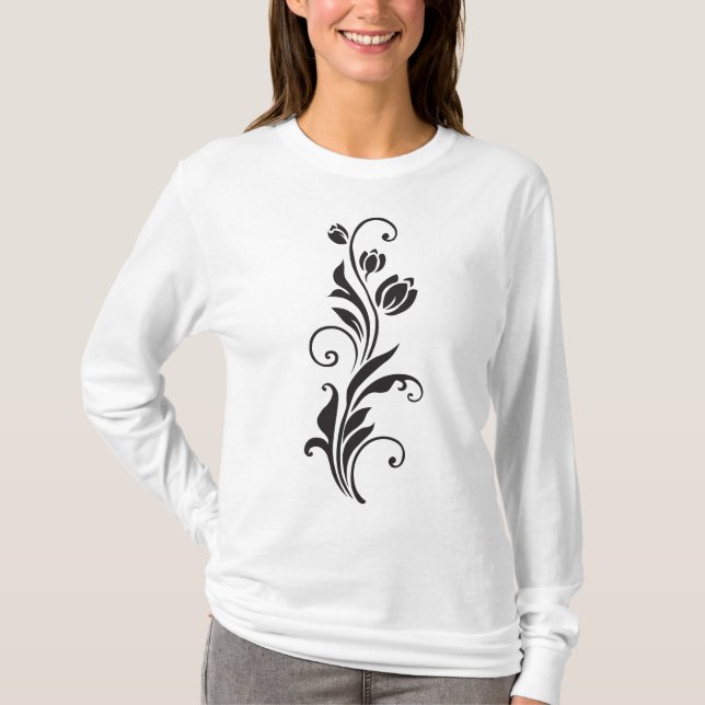Camiseta Arte Floral Ornamental Elegante (Frente)