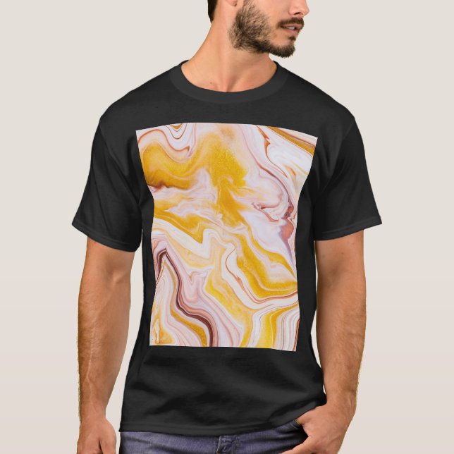Camiseta Arte fluida: textura abstrato iridescente. (Frente)