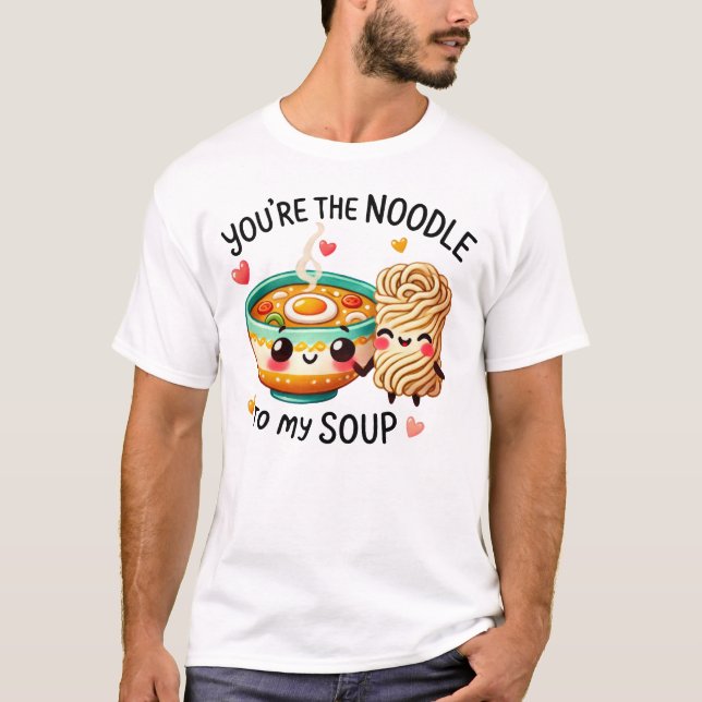 Camiseta Arte Fofa de Ramen e Macarrão (Frente)