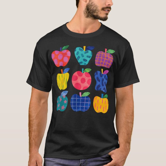 Camiseta Arte Fofa Maçãs De Volta à Escola Professor Aluno (Frente)