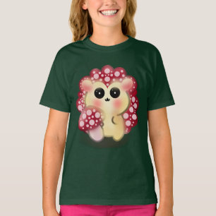 Camiseta Arte Fofo de Cogumelo Vermelho Kawaiiouriço-cachei