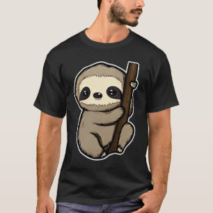 Camiseta Arte Fofo de Preguiça Dormindo Aniversário de Meni
