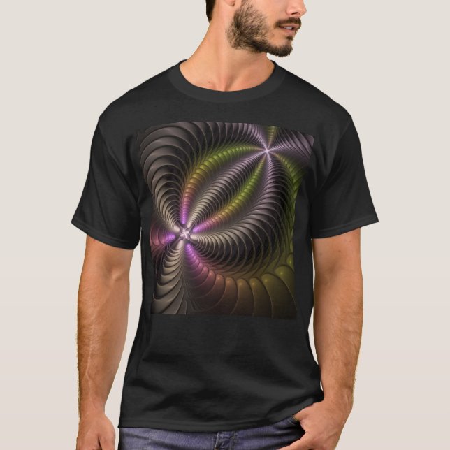 Camiseta Arte Fractal 3D Colorida abstrato brilhante (Frente)