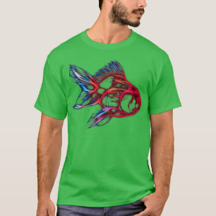 Camiseta Arte Fractal de Peixes Dourados