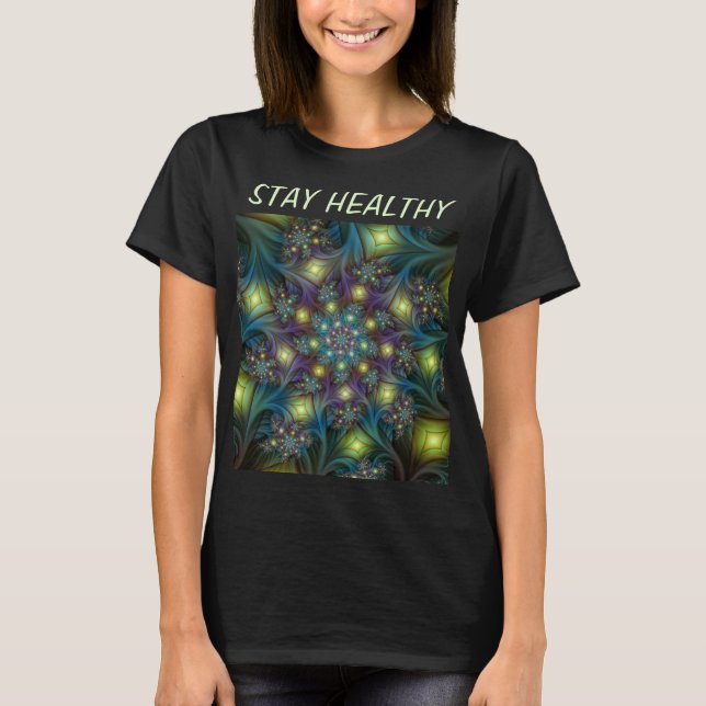 Camiseta Arte Fractal Roxa Roxa Abstrato brilhante iluminad (Frente)