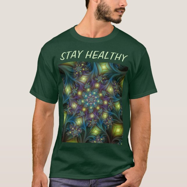 Camiseta Arte Fractal Roxa Roxa Abstrato brilhante iluminad (Frente)
