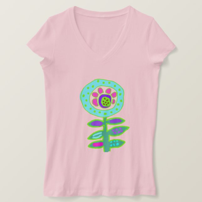Camiseta Arte Funky Abstrato para Flor para Vestir (Frente do Design)