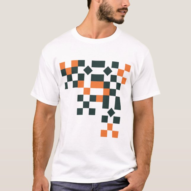 Camiseta Arte Geométrica Abstrata Moderna em Pixel no Canto (Frente)