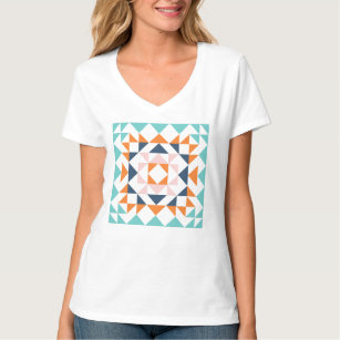 Camiseta Arte Geométrica Colorida Moderna de Bloco de Incli