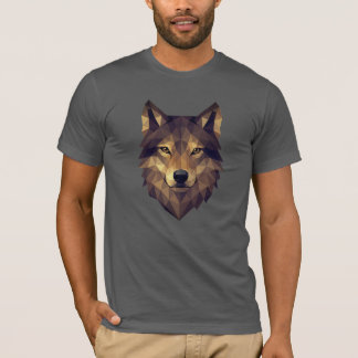 Camiseta Arte Geométrica da Cabeça de Lobo Poligonal em Ton