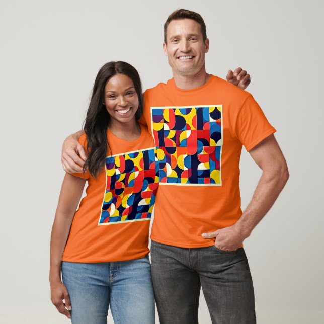 Camiseta Arte Geométrica de Bloco de Cor Retro (Unissex)