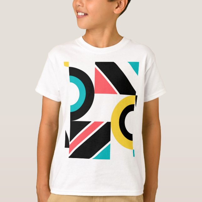 Camiseta Arte geométrica moderna, colorida, urbana, moderna (Frente)
