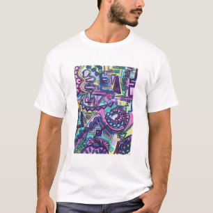 Camiseta Arte Geométrica Moderna Pintada Pela Mão Livre