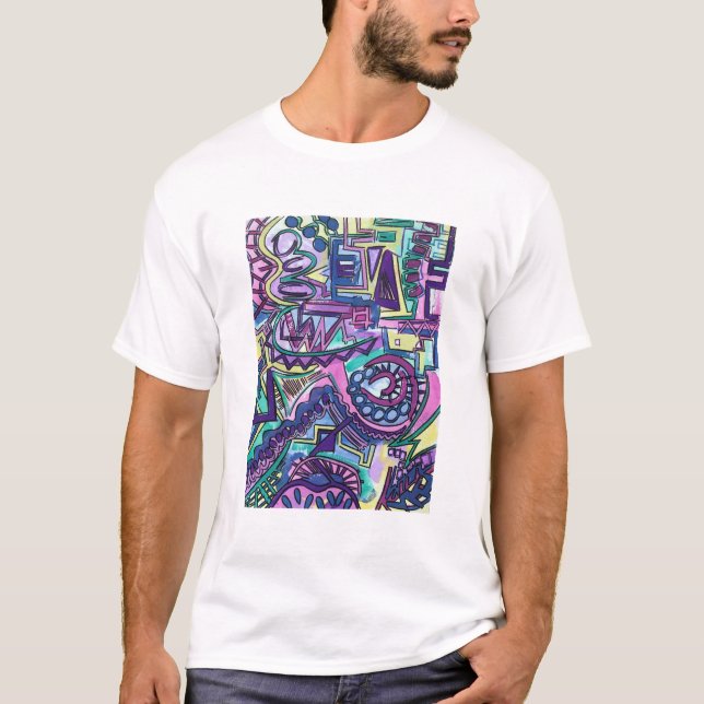 Camiseta Arte Geométrica Moderna Pintada Pela Mão Livre (Frente)