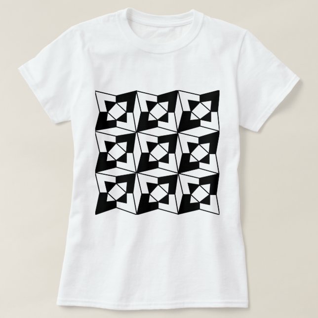 Camiseta Arte Geométrica Preta e Branca (Frente do Design)