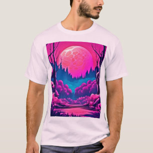 Camiseta Arte Gigante da Lua Rosa