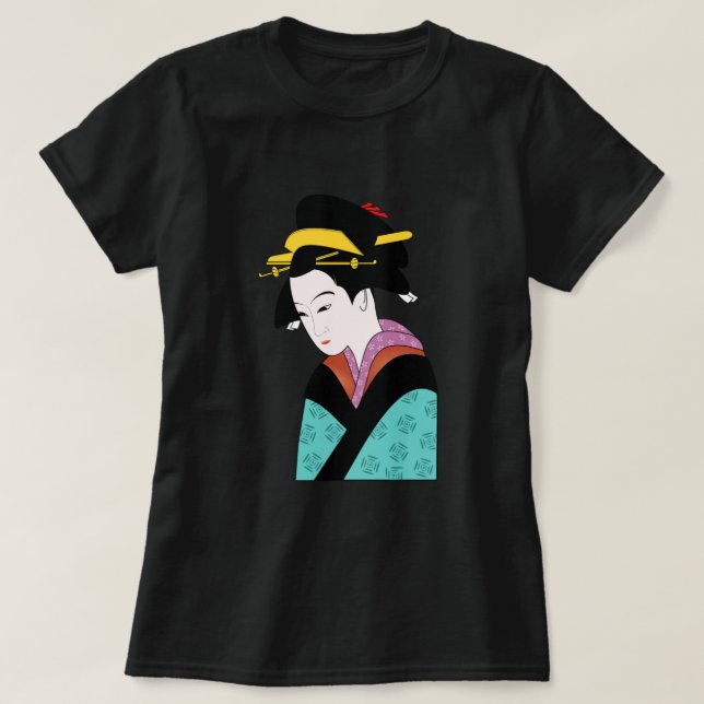 Camiseta Arte gira japonesa Geisha kimono (Frente do Design)