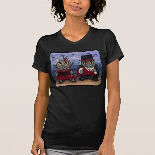Camiseta Arte gótico Shi da fantasia do cemitério do casal (Frente)