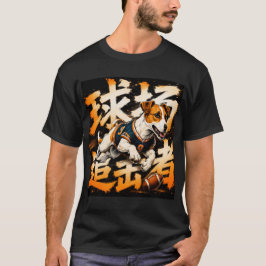Camiseta Arte Gráfica de Cachorro Jogador de Futebol