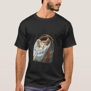 Camiseta Arte Gráfica de Gato Aconchegante Dormindo na Bols