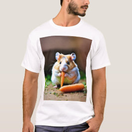 Camiseta Arte Gráfica de Hamster Fofo Comendo Cenoura