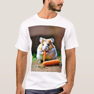 Camiseta Arte Gráfica de Hamster Fofo Comendo Cenoura
