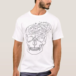 Camiseta Arte Gráfica de Linha de Galáxia de Crânio Celesti