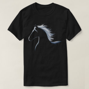 Camiseta Arte Gráfica de Silhueta de Cavalo Elegante para Q