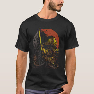 Camiseta Arte Gráfica do Guerreiro Samurai Bushido Japonês