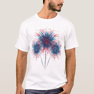 Camiseta Arte Gráfica Explosão de Fogos de Artifício Vermel