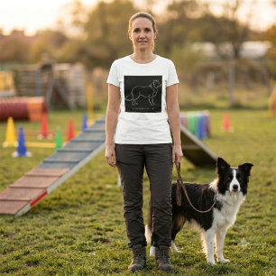 Camiseta Arte Gráfica Minimalista de Border Collie em Linha