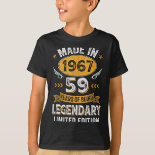 Camiseta Arte Gráfica Vintage 1967 59 Anos de Idade