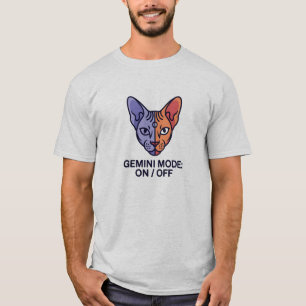 Camiseta Arte Gráfico do Zodíaco Gêmeos com Gato Duplo em M