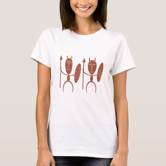 Camiseta Arte guerreira tribal abstrato africana (Frente)