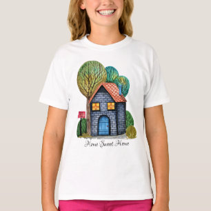 Camiseta Arte Home doce Home bonito da aguarela