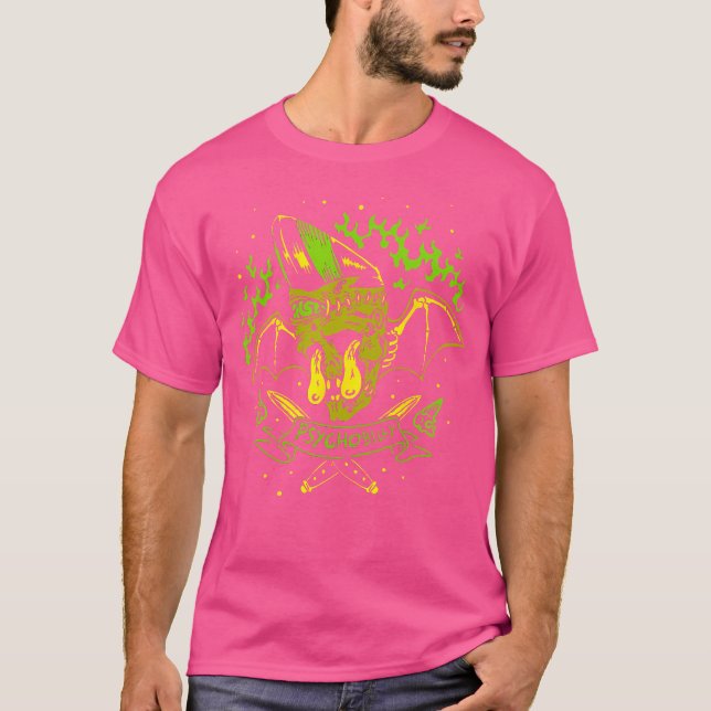 Camiseta Arte horrorosa - Monstro do Bat Zombie Pompadour - (Frente)