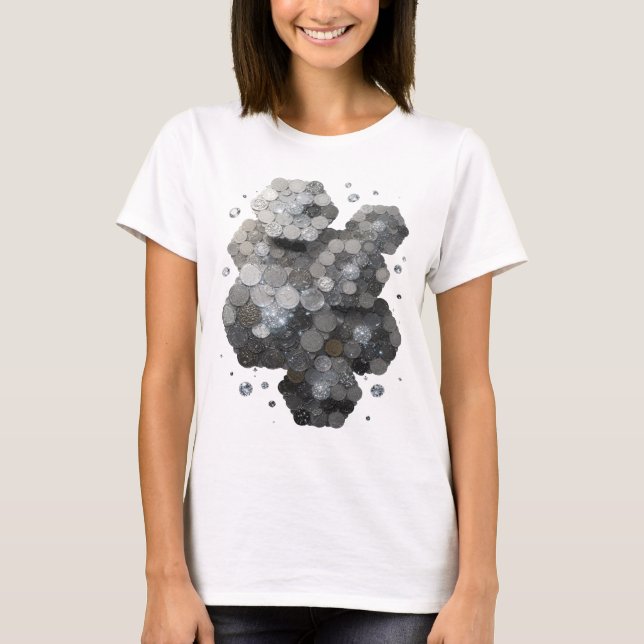 Camiseta Arte impressa em ABSTRATA Prata Snappy (Frente)