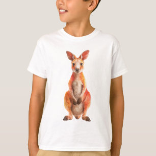 Camiseta Arte Impresso de Retrato Vibrante de Canguru Verme